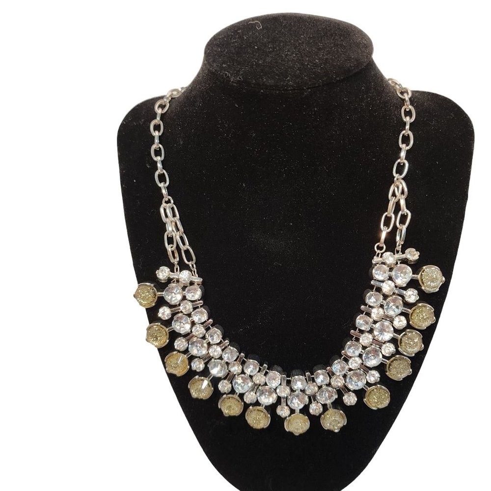 New Directions Gold & Clear‎ Stone Adjustable Statement Necklace